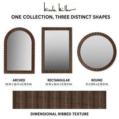 Simone Fluted Wall Mirror - Walnut Brown