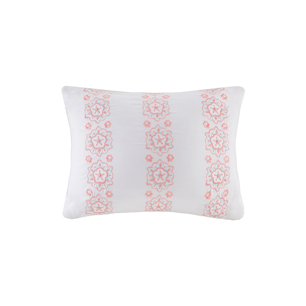 Loretta Boho Comforter Set with Bed Sheets - Coral