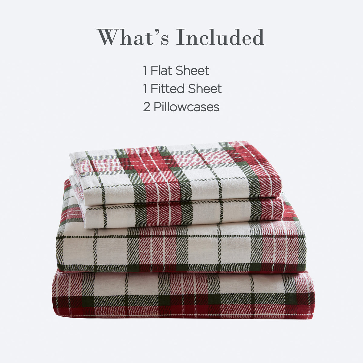 Cotton Flannel Sheet Set - Winter Plaid Red/Green