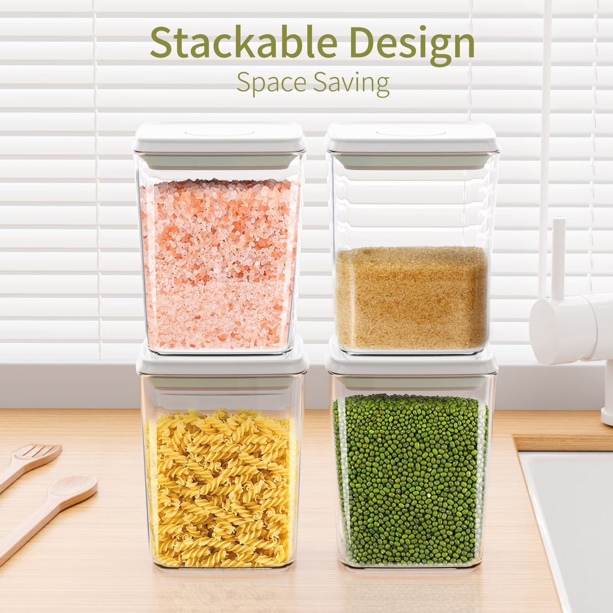FOUKUS Airtight Pop-Up Food Storage Containers, 1.2 QT, 3-Pack