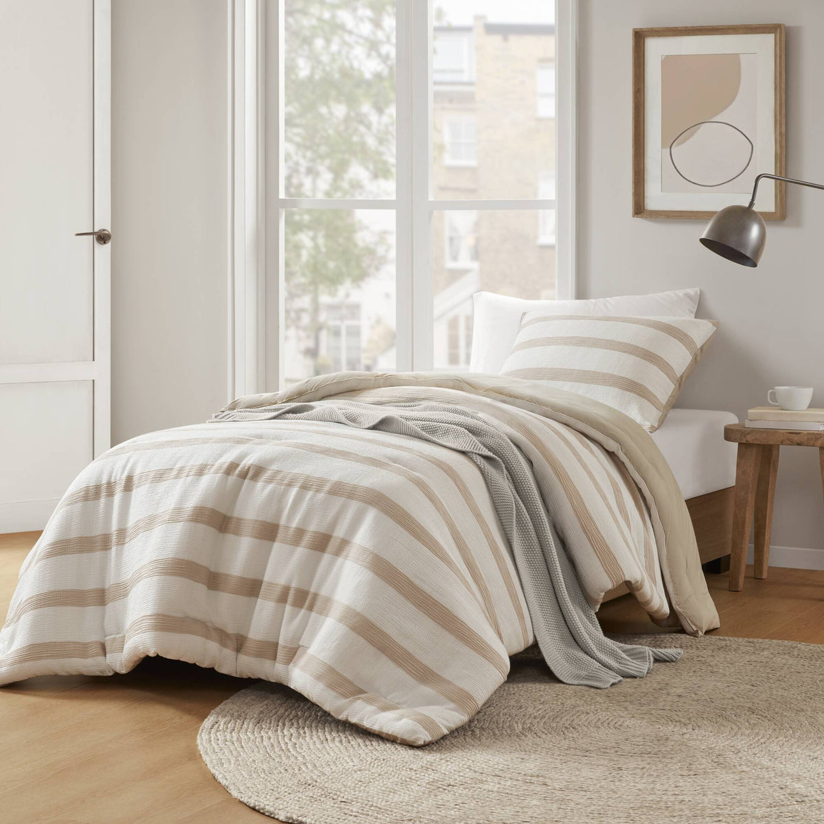 Merritt Yarn-dyed Striped Comforter - Taupe
