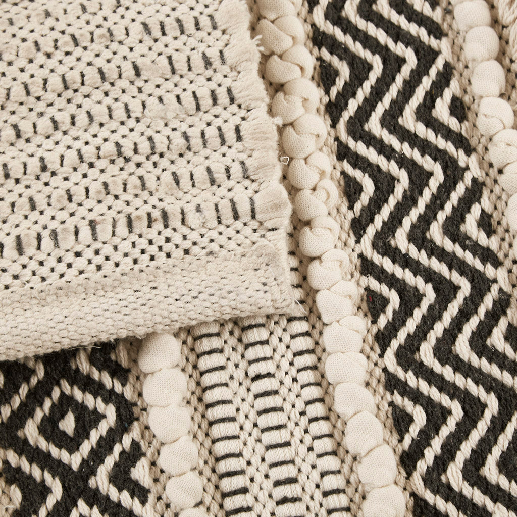 Asher Woven Texture Stripe Bath Rug - Black