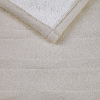 Fleece to Sherpa Heated Throw - Tan