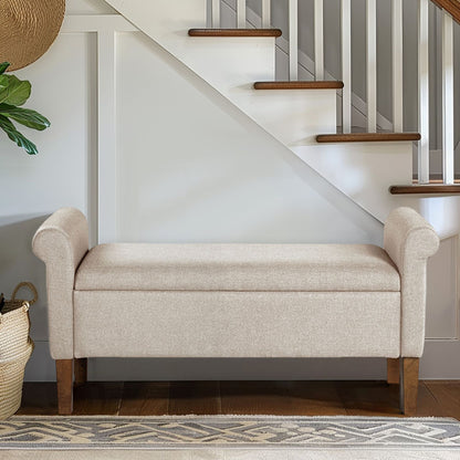 Aubrey Upholstered Storage Bench - Cream