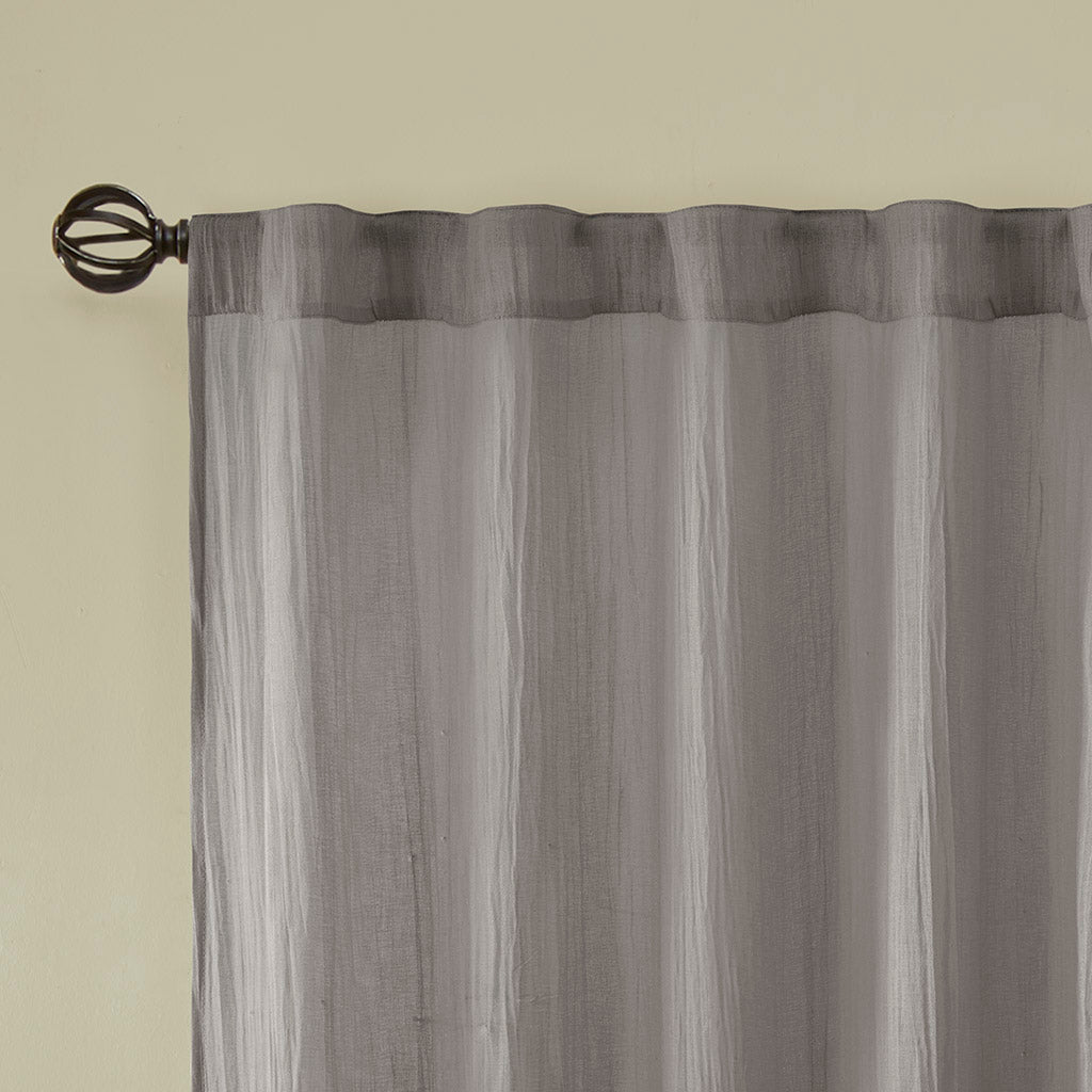 Harper Solid Crushed Curtain Panel Pair - Grey