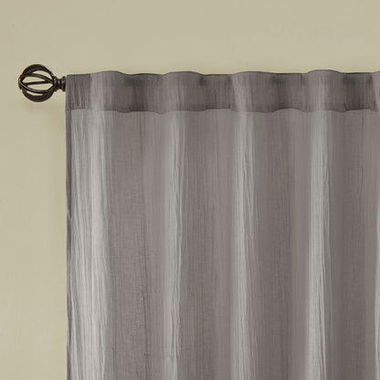 Harper Solid Crushed Curtain Panel Pair - Grey
