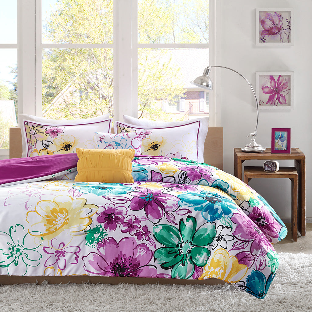 Olivia Floral Comforter Set - Blue