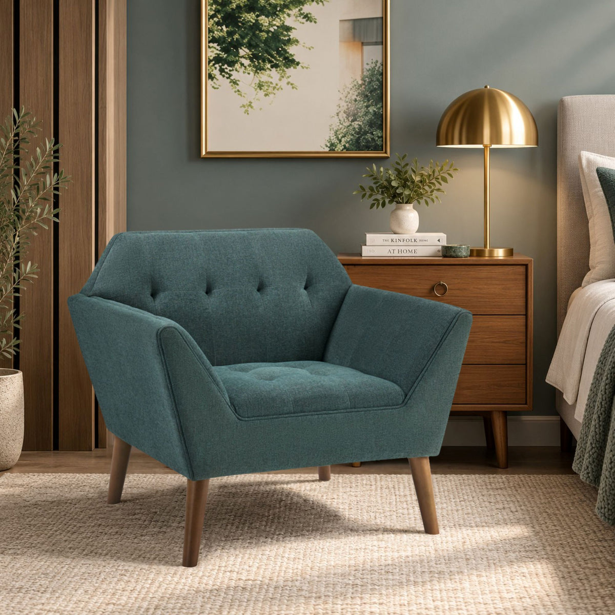 Newport Wide Mid-Century Modern Lounge Chair - Teal