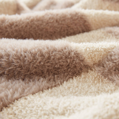 Checkerboard Feathersoft Fur Knit Throw - Brown