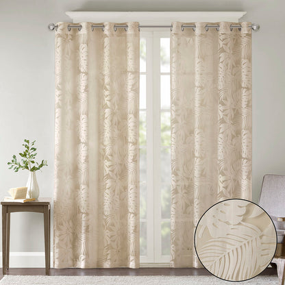 Leilani Palm Leaf Burnout Window Sheer - Natural
