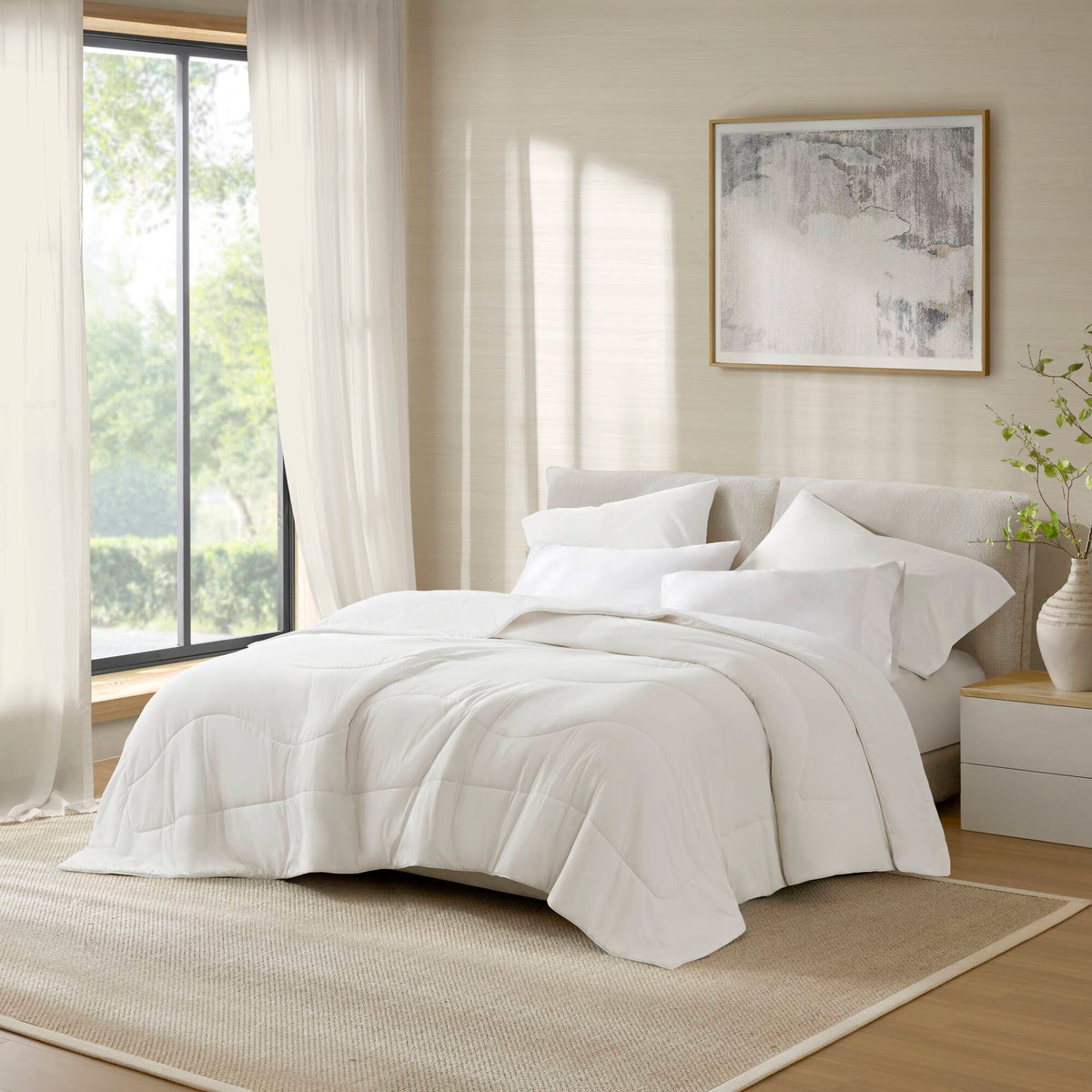 Cooling Reversible Tencel Comforter Blanket - White