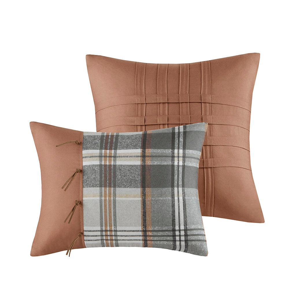 Blake Plaid Comforter Set - Tan/Gray