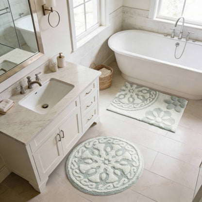 Casablanca Medallion Cotton Tufted Bath Rug - Sage