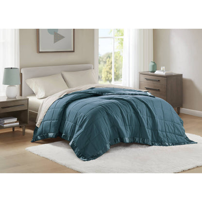 Windom Lightweight Down Alternative Blanket with Satin Trim - Teal