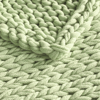 Chunky Double Knit Handmade Throw Blanket - Sage Green