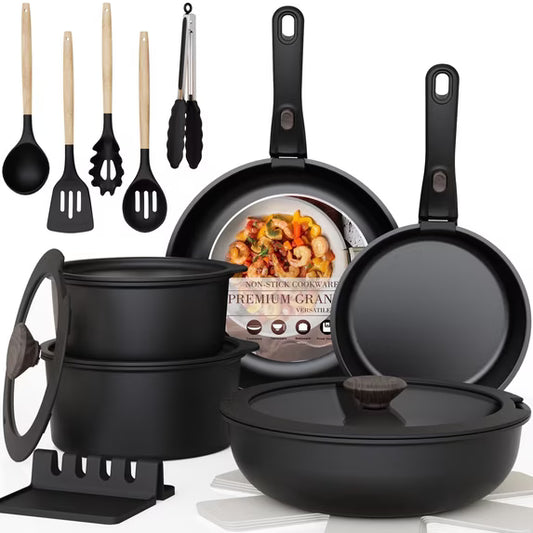 Astercook Stackable 20-Piece Pots & Pans Set – Space-Saving Nonstick Cookware