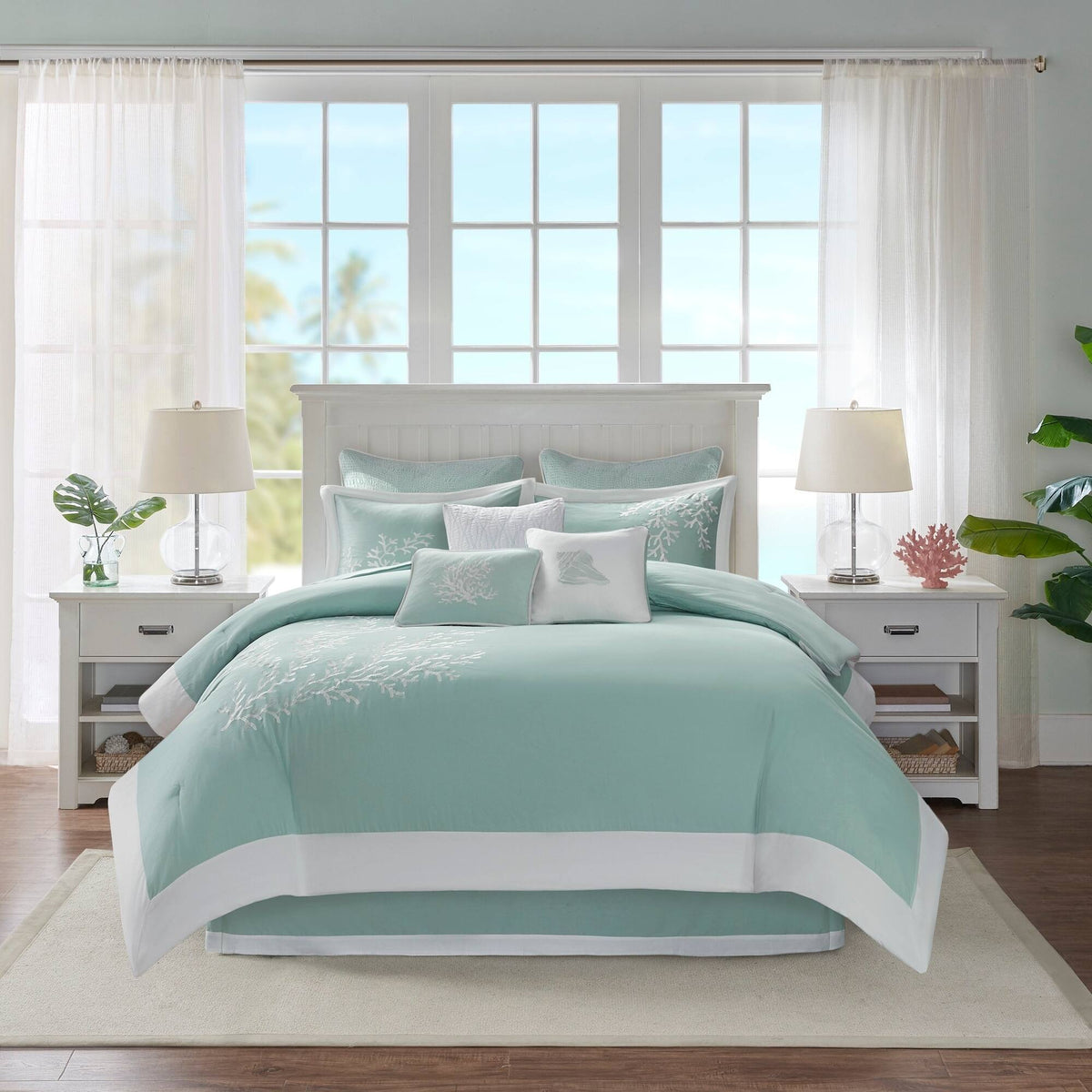 Coastline Aqua 4-Piece Comforter Set Comforter Sets By Olliix/JLA HOME (E & E Co., Ltd)