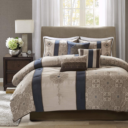 Donovan Navy 7-Piece Comforter Set Comforter Sets By Olliix/JLA HOME (E & E Co., Ltd)