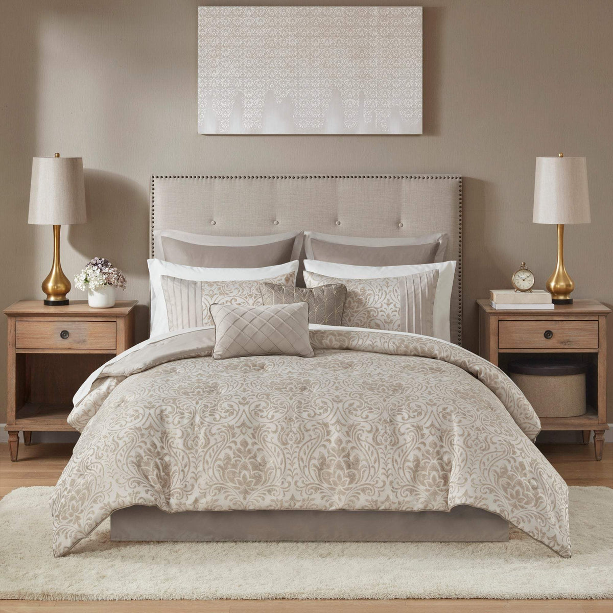 Emilia Khaki 12-Piece Comforter Set Comforter Sets By Olliix/JLA HOME (E & E Co., Ltd)
