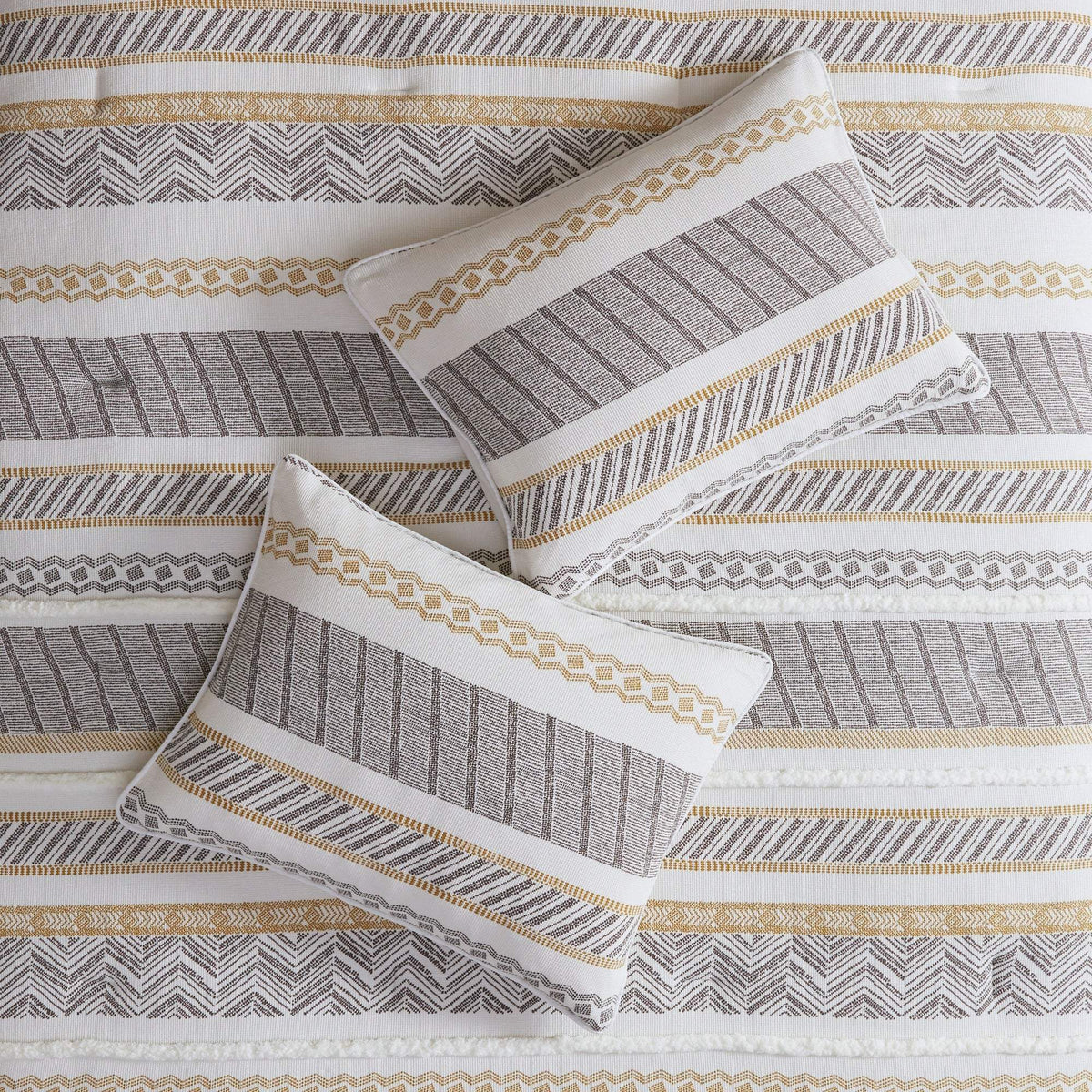 Newton Yellow/Charcoal 5-Piece Comforter Set Comforter Sets By Olliix/JLA HOME (E & E Co., Ltd)