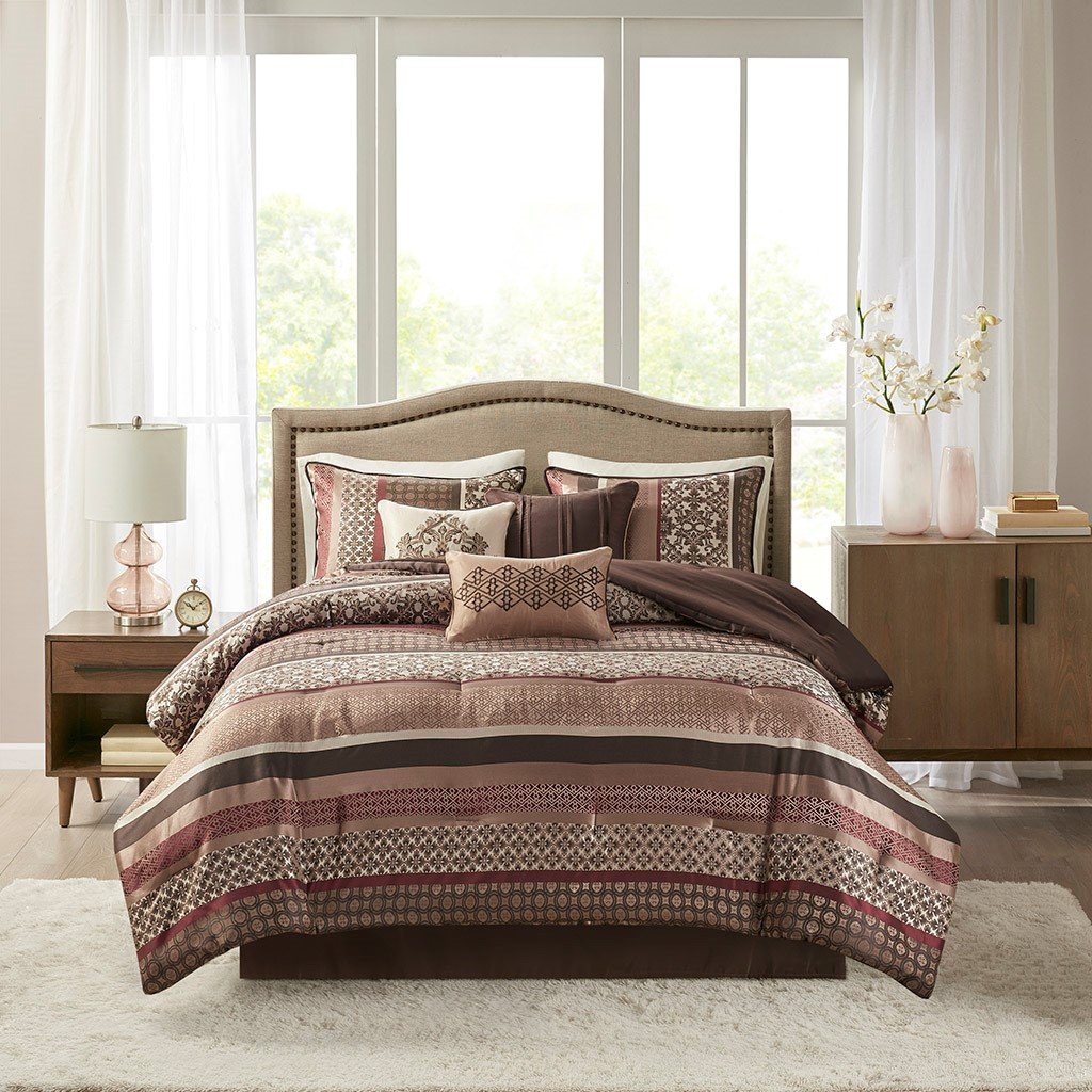 Princeton Red 7-Piece Comforter Set Comforter Sets By Olliix/JLA HOME (E & E Co., Ltd)