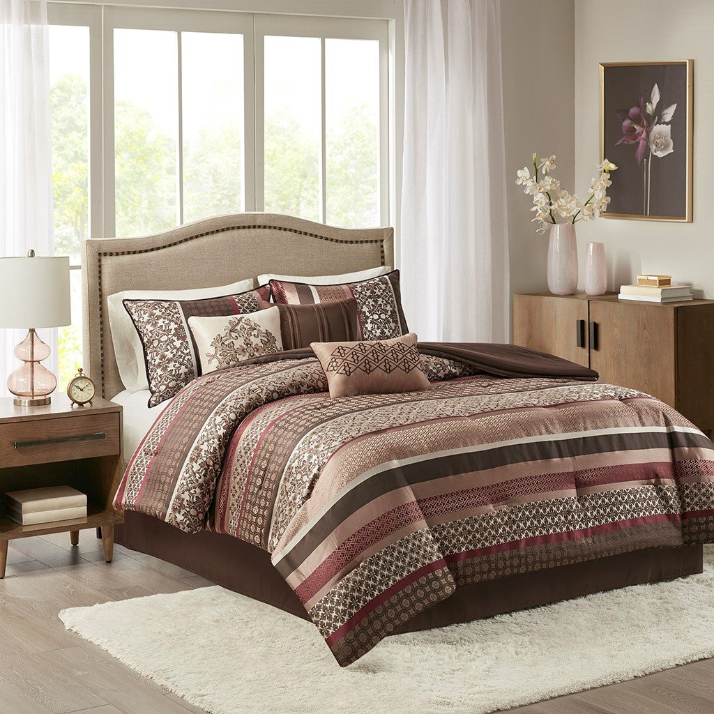 Princeton Red 7-Piece Comforter Set Comforter Sets By Olliix/JLA HOME (E & E Co., Ltd)