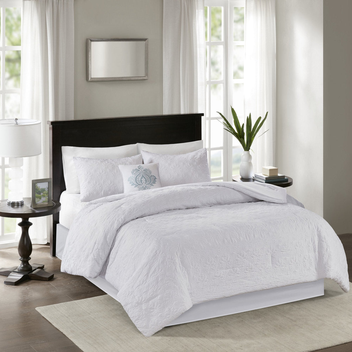 Quebec White 5-Piece Comforter Set Comforter Sets By Olliix/JLA HOME (E & E Co., Ltd)