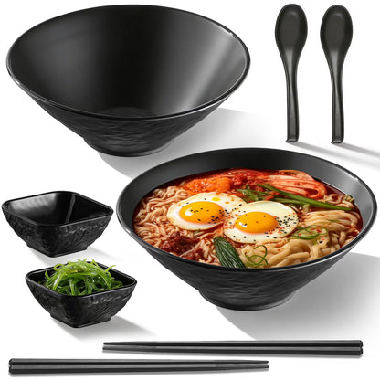 ReaNea 40oz Ramen Bowl Set with Chopsticks, Spoons & Dipping Bowls (2 Pack)
