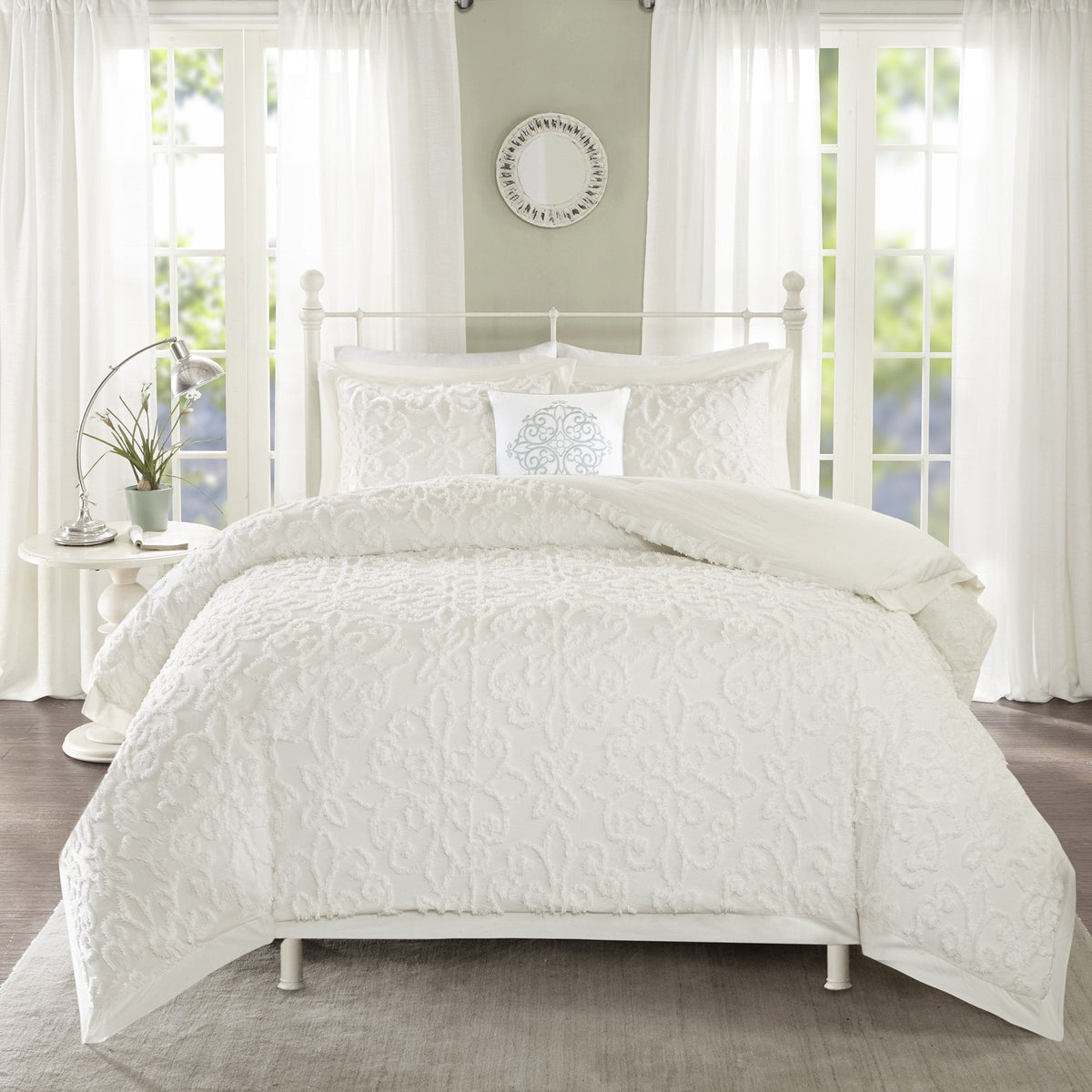 Sabrina White 4-Piece Comforter Set Comforter Sets By Olliix/JLA HOME (E & E Co., Ltd)