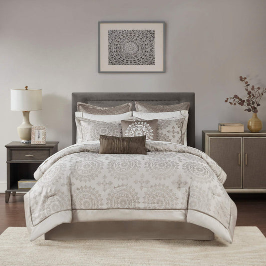 Tiburon Tan 12-Piece Comforter Set Comforter Sets By Olliix/JLA HOME (E & E Co., Ltd)