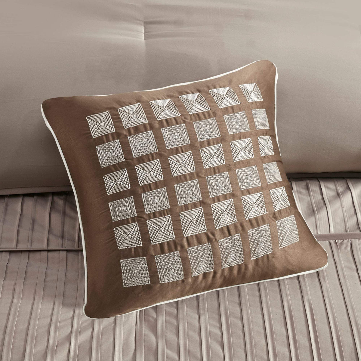 Trinity Taupe 7-Piece Comforter Set Comforter Sets By Olliix/JLA HOME (E & E Co., Ltd)