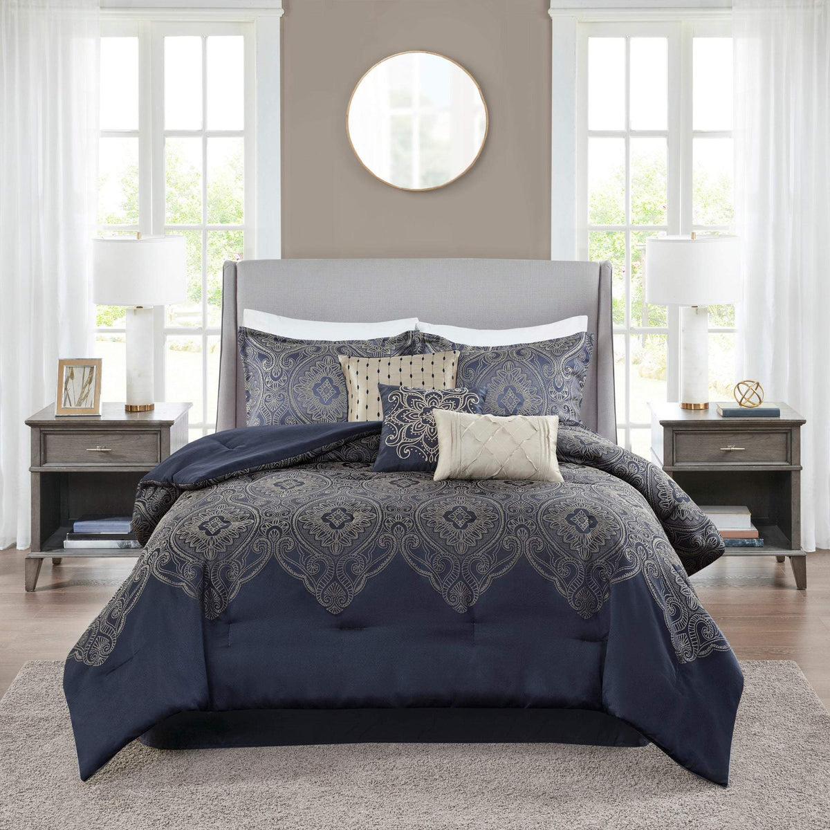 Tristen Navy 7-Piece Comforter Set Comforter Sets By Olliix/JLA HOME (E & E Co., Ltd)