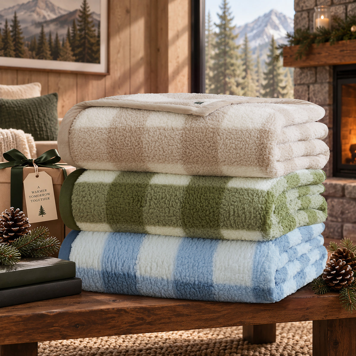 Burlington Berber Blanket - Green Buffalo