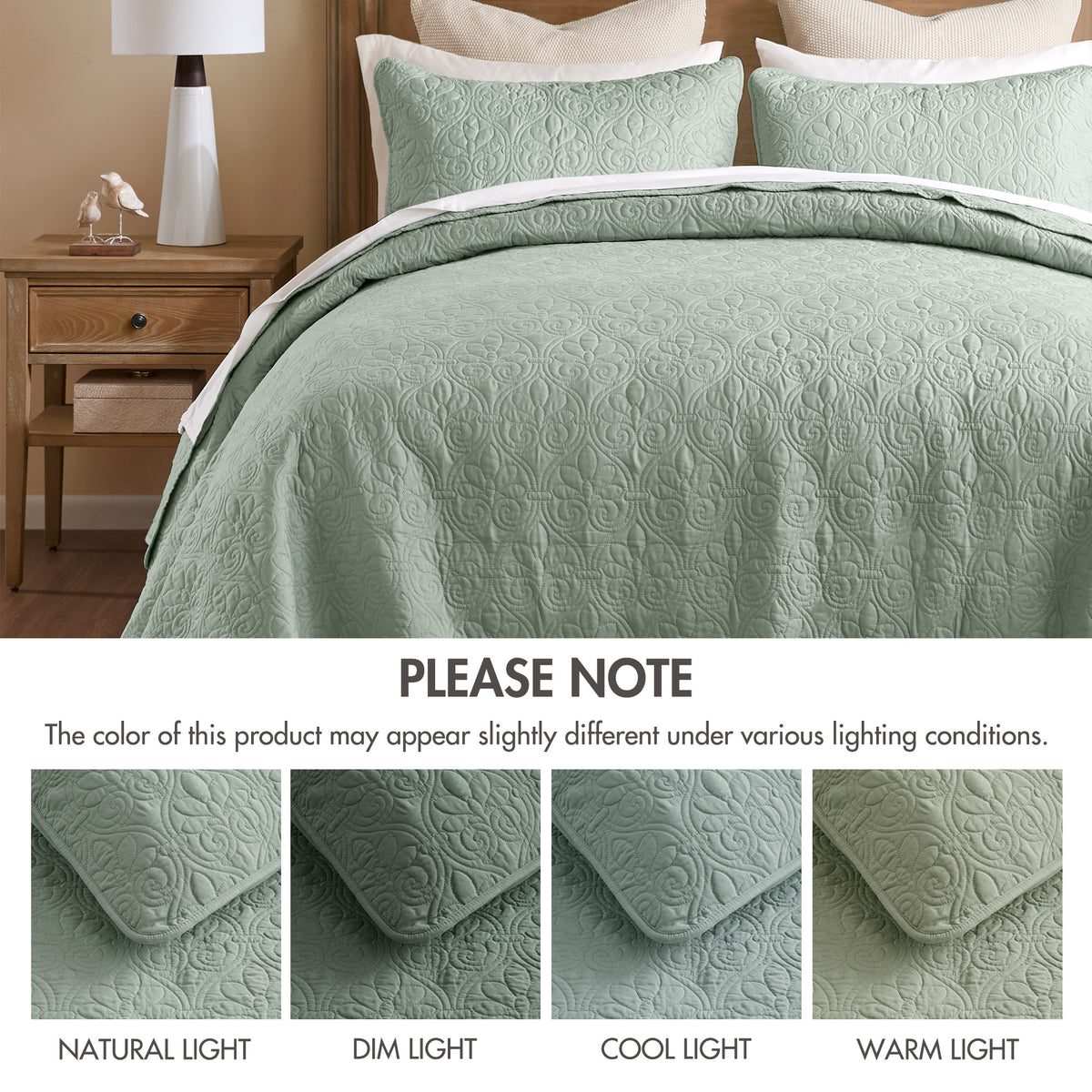 Quebec Reversible Bedspread Set - Seafoam