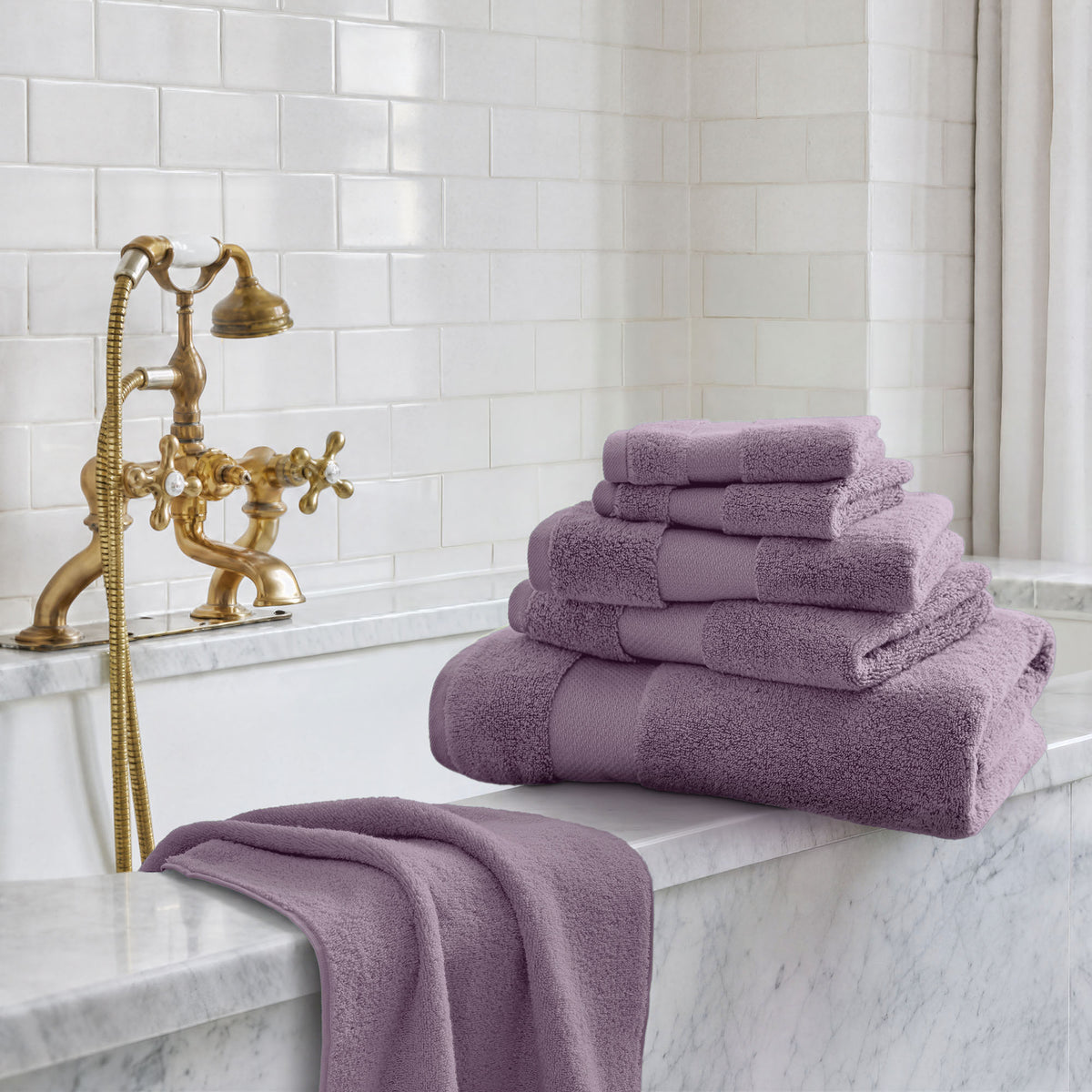 Turkish Cotton 6 Piece Bath Towel Set - Purple