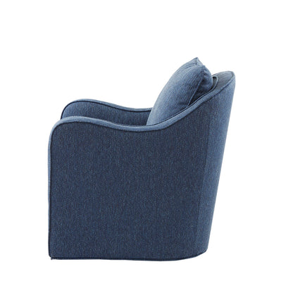 Brianne Upholstered Swivel Curved Armchair - Navy