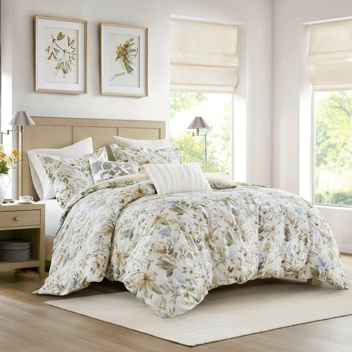 Herbal 5 Piece Cotton Sateen Print Duvet Set - Multi