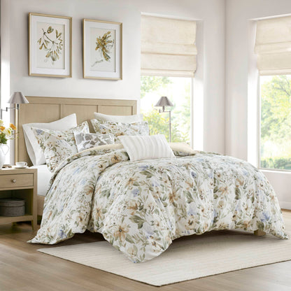 Herbal 5 Piece Cotton Sateen Print Duvet Set - Multi
