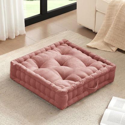 Azza Poly Chenille Square Floor Pillow Cushion - Dusty Peach