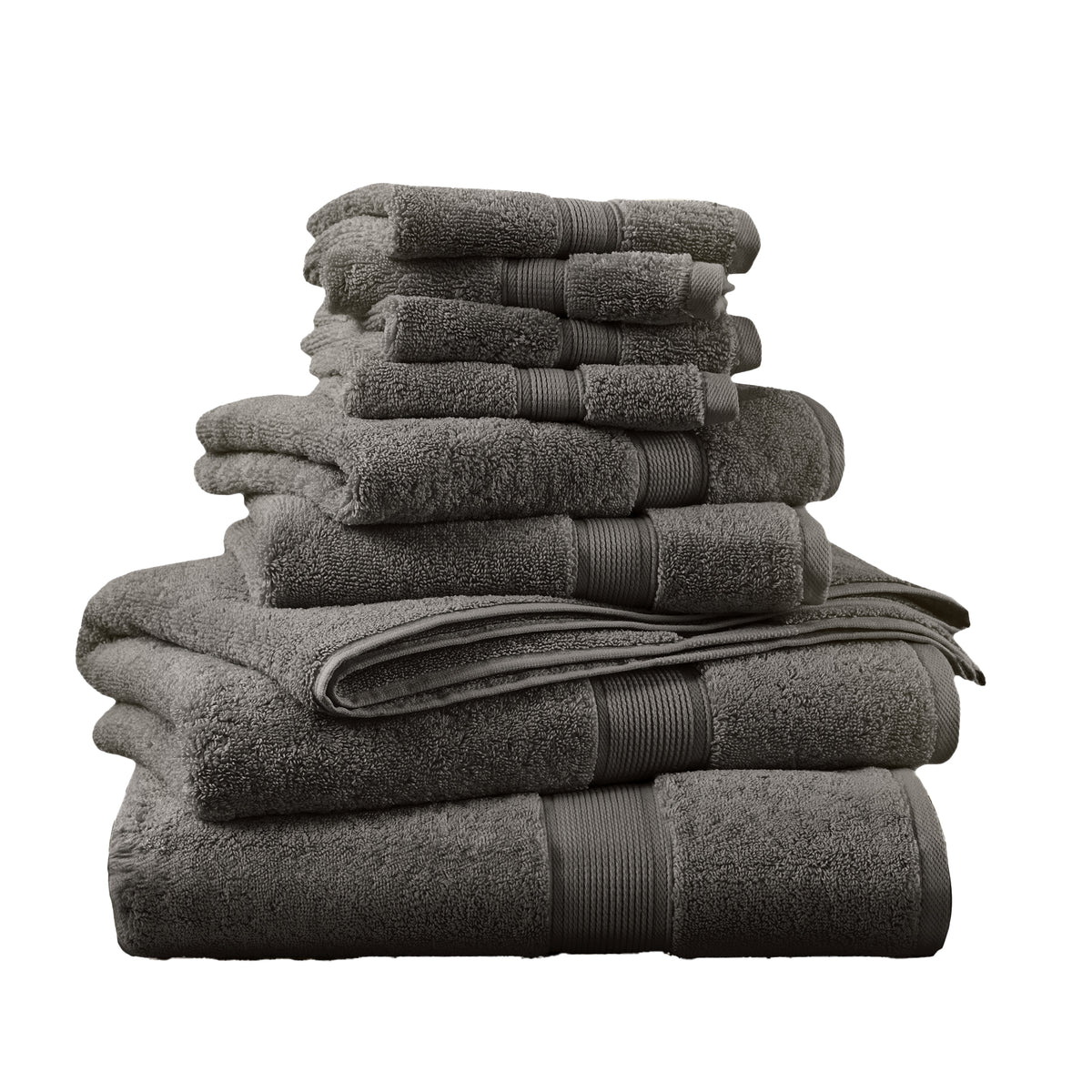 800GSM 100% Cotton 8 Piece Towel Set - Charcoal