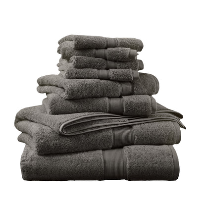 800GSM 100% Cotton 8 Piece Towel Set - Charcoal