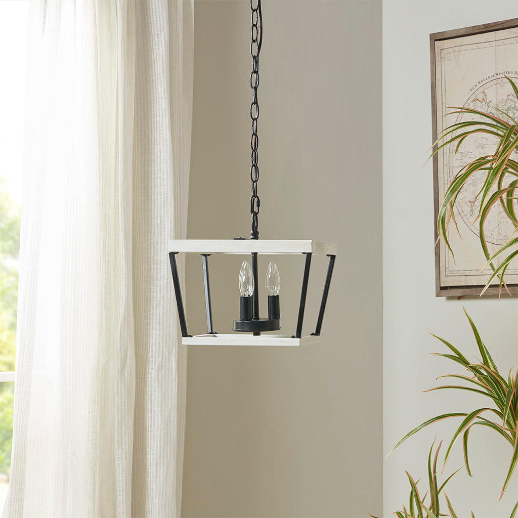 Adele Farmhouse Metal Pendant - White/Black