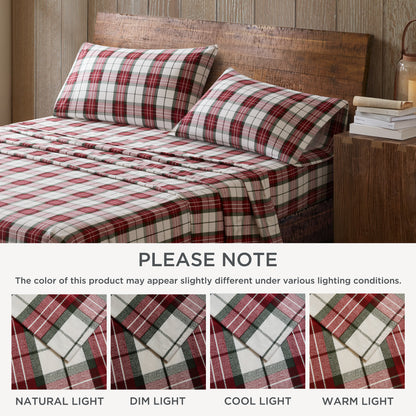 Cotton Flannel Sheet Set - Winter Plaid Red/Green