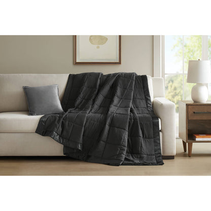 Windom Lightweight Down Alternative Blanket with Satin Trim - Black