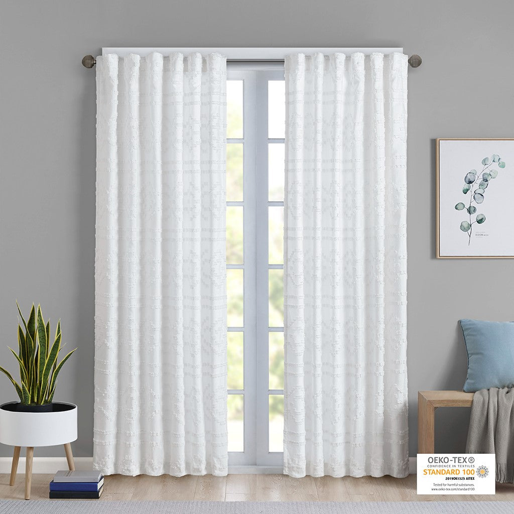 Annie Solid Clipped Jacquard Window Curtain