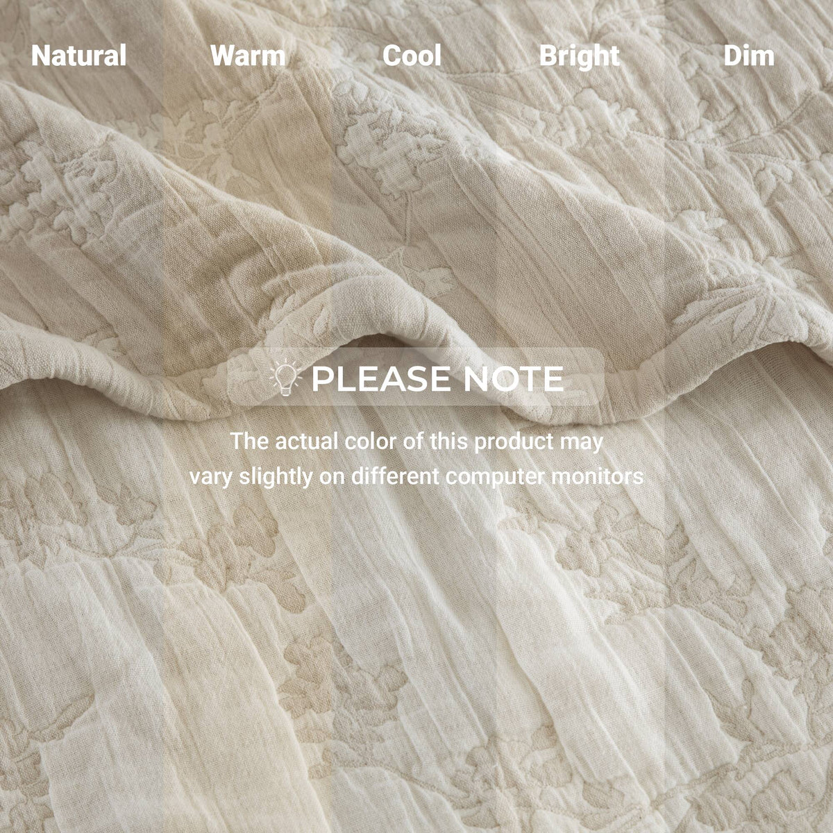 Catalina Botanical Cotton Jacquard Throw - Linen