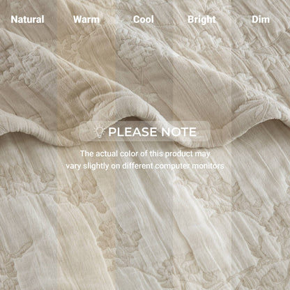 Catalina Botanical Cotton Jacquard Throw - Linen