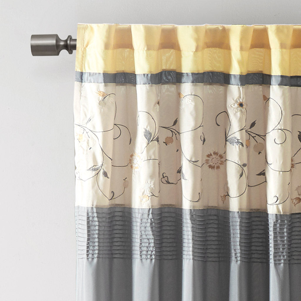 Serene Embroidered Curtain Panel - Yellow