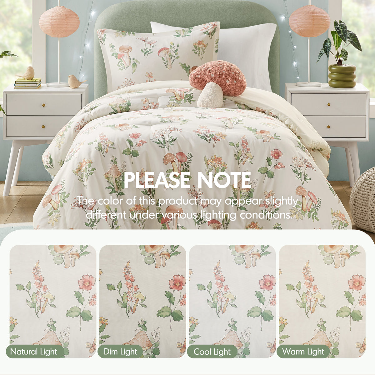 Gwen Mushroom Garden Comforter Set - Green