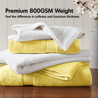 800GSM 100% Cotton 8 Piece Towel Set - Marigold Yellow